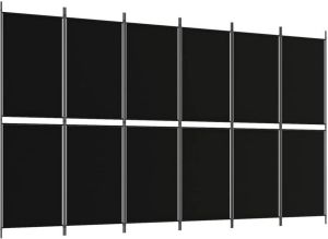 VidaXL Kamerscherm met 6 panelen 300x180 cm stof zwart