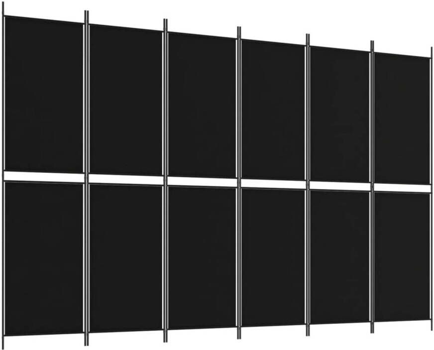 VidaXL Kamerscherm met 6 panelen 300x200 cm stof zwart