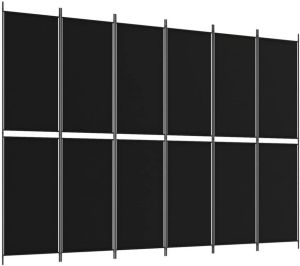 VidaXL Kamerscherm met 6 panelen 300x220 cm stof zwart