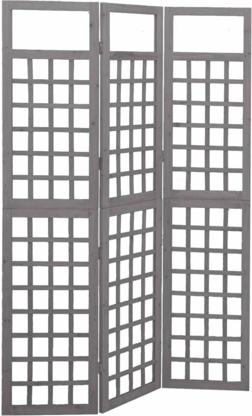VidaXL Kamerscherm trellis met 3 panelen 121x180 cm vurenhout grijs