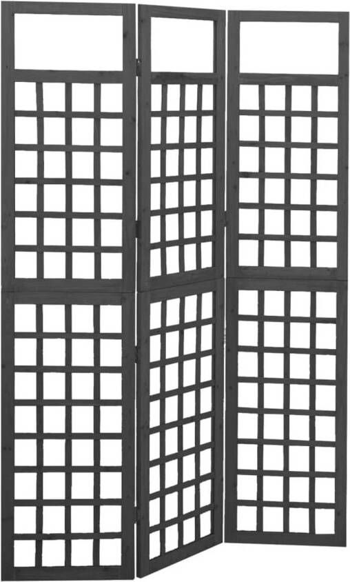 VidaXL Kamerscherm trellis met 3 panelen 121x180 cm vurenhout zwart