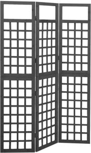 VidaXL Kamerscherm trellis Met 3 Panelen 121x180 Cm Vurenhout Zwart