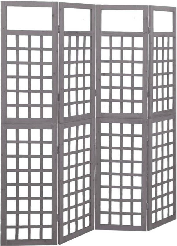VidaXL Kamerscherm trellis met 4 panelen161x180 cm vurenhout grijs