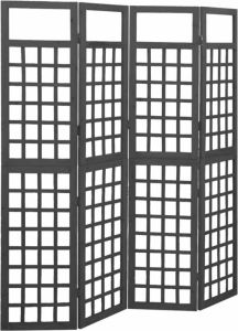 VidaXL Kamerscherm trellis Met 4 Panelen161x180 Cm Vurenhout Zwart