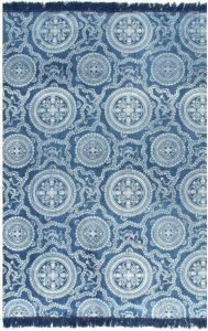 VidaXL Kelim vloerkleed met patroon 120x180 cm katoen blauw