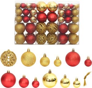 VidaXL Kerstballen 100 st 3 4 6 cm goudkleurig en wijnrood