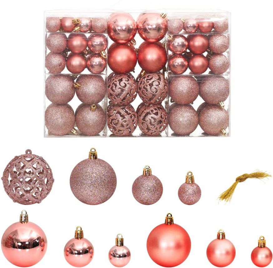 VidaXL Kerstballen 100 st 3 4 6 cm roze en ros??