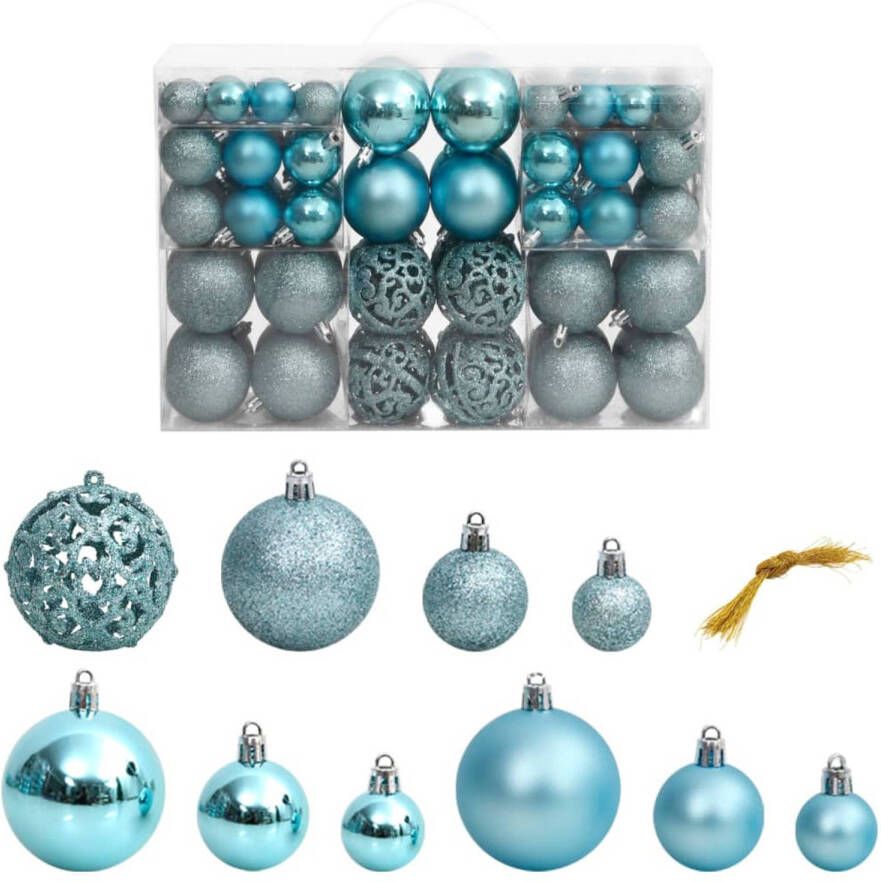 VidaXL Kerstballen 100 st 3 4 6 cm turquoise