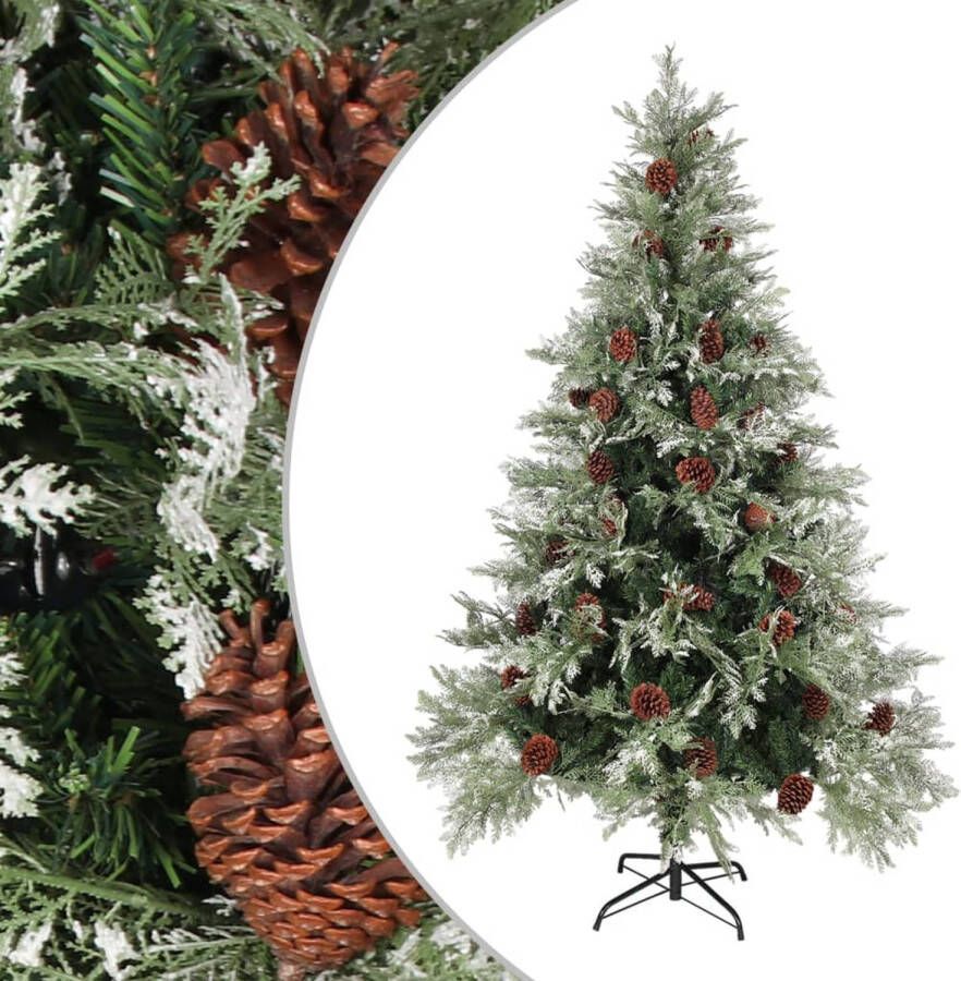 VidaXL Kerstboom met dennenappels 120 cm PVC en PE groen en wit