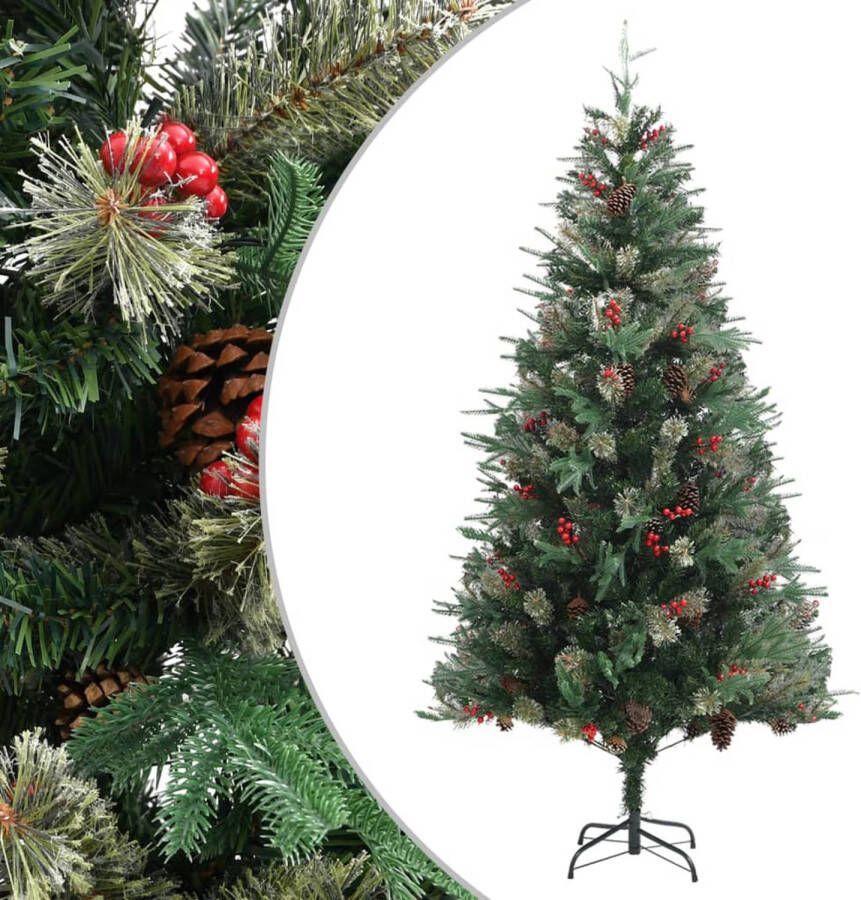 VidaXL Kerstboom met dennenappels 225 cm PVC en PE groen