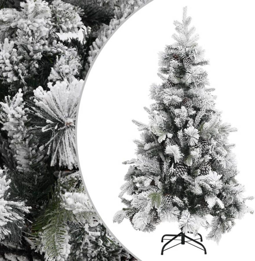 VidaXL Kerstboom met dennenappels en sneeuw 195 cm PVC en PE