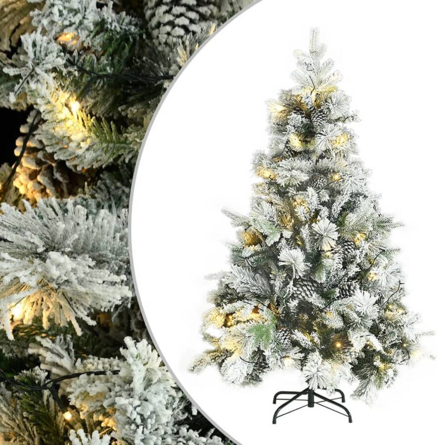 VidaXL Kerstboom met LED&apos;s dennenappels en sneeuw 150 cm PVC en PE