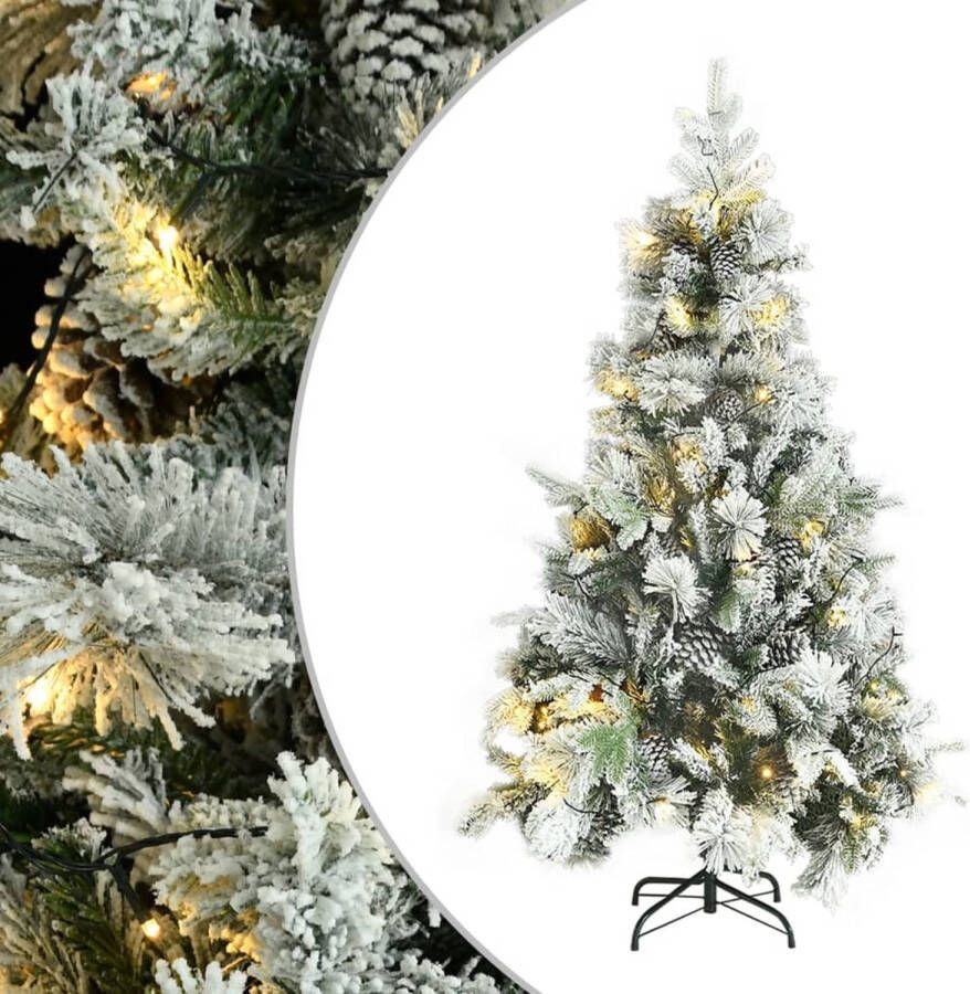 VidaXL Kerstboom met LED&apos;s dennenappels en sneeuw 195 cm PVC en PE