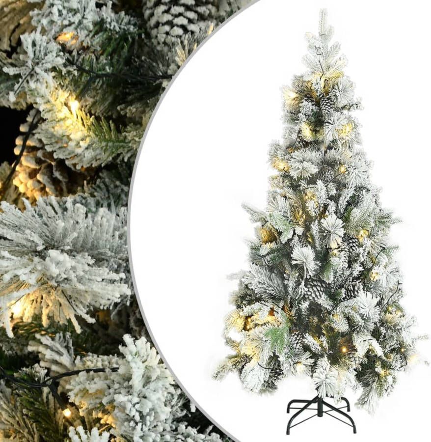 VidaXL Kerstboom met LED&apos;s dennenappels en sneeuw 225 cm PVC en PE