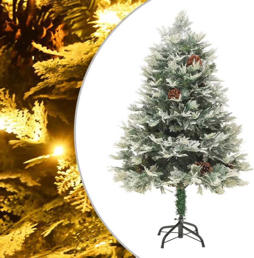 VidaXL Kerstboom met LED&apos;s en dennenappels 120 cm PVC en PE groen