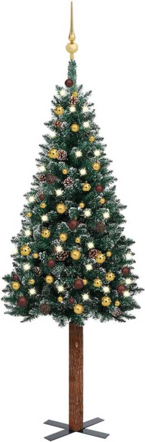 VidaXL Kunstkerstboom met verlichting en kerstballen smal 150 cm groen