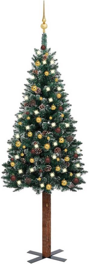 VidaXL Kerstboom met LED&apos;s en kerstballen smal 180 cm groen
