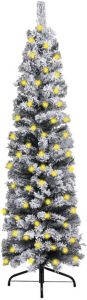 VidaXL Kerstboom Met Led&apos;s En Sneeuwvlokken Smal 150 Cm Pvc Groen