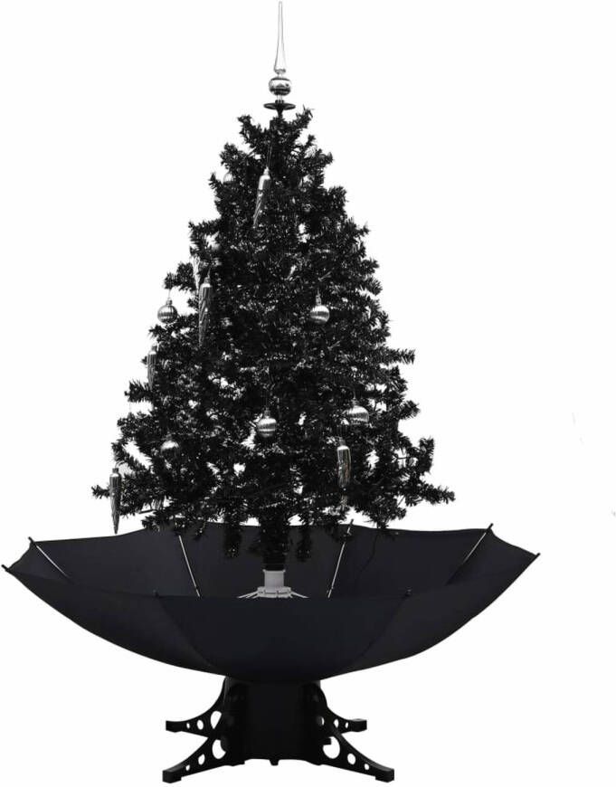 VidaXL Kerstboom sneeuwend met paraplubasis 140 cm PVC zwart