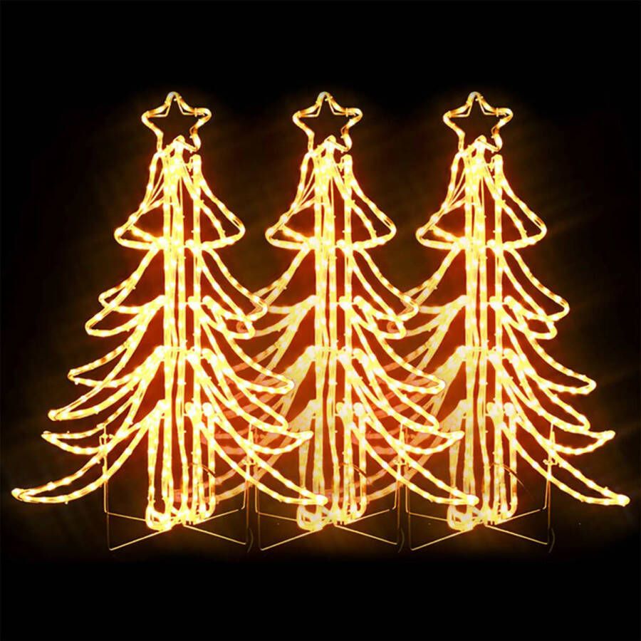 VidaXL Kerstfiguur boom 3 st inklapbaar met LED&apos;s 87x87x93 cm warmwit