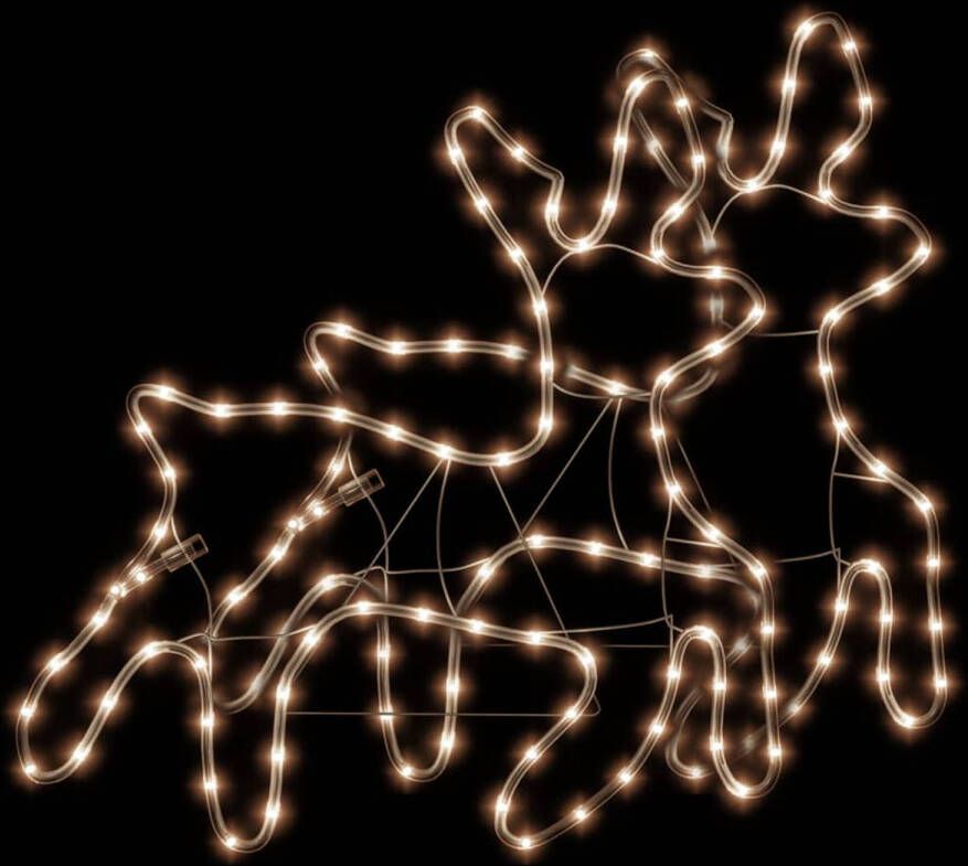 VidaXL Kerstfiguur rendier met LED&apos;s 2 st 57x55x4 5 cm warmwit