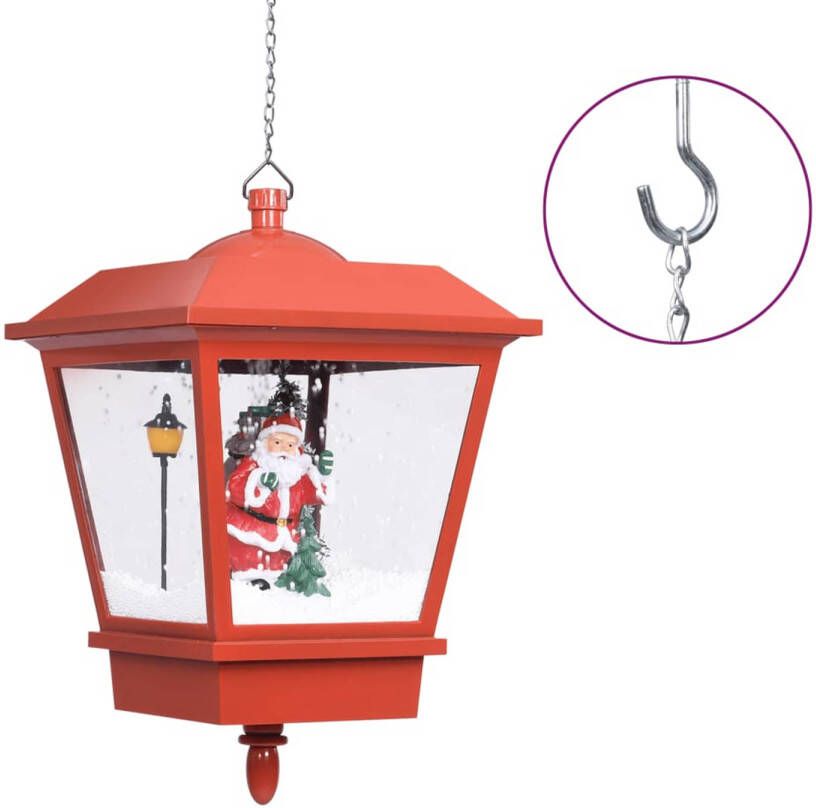 VidaXL Kersthanglamp met LED-lamp en kerstman 27x27x45 cm rood