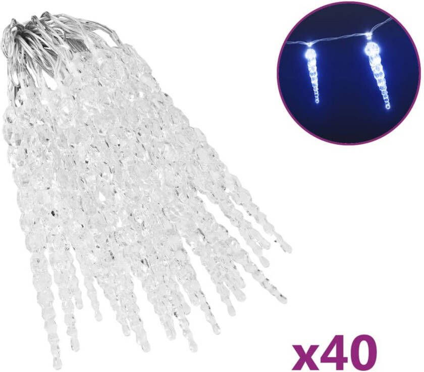 VidaXL Kerstverlichting ijspegel met 40 LED&apos;s acryl blauw