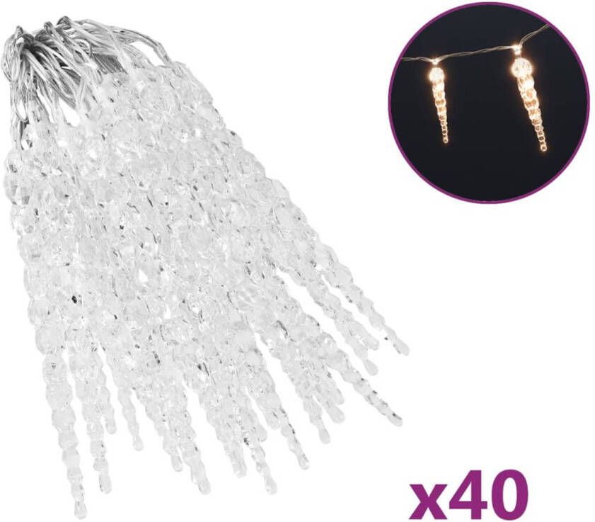 VidaXL Kerstverlichting ijspegel met 40 LED&apos;s acryl warmwit