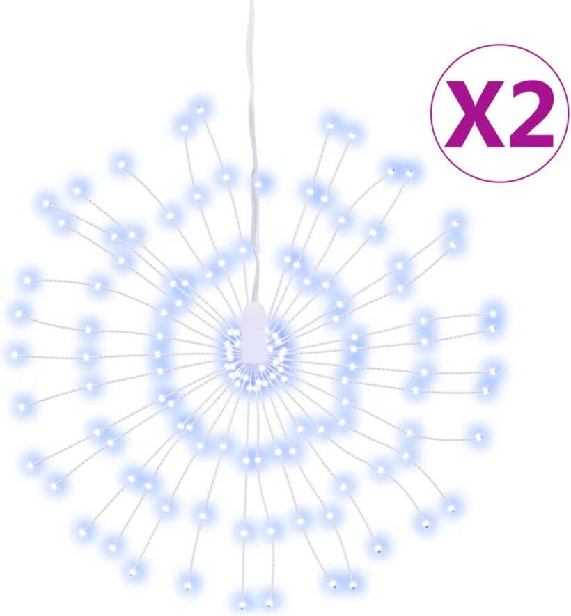 VidaXL Kerstverlichting vuurwerk 2 st 140 koudwitte LED&apos;s 17 cm