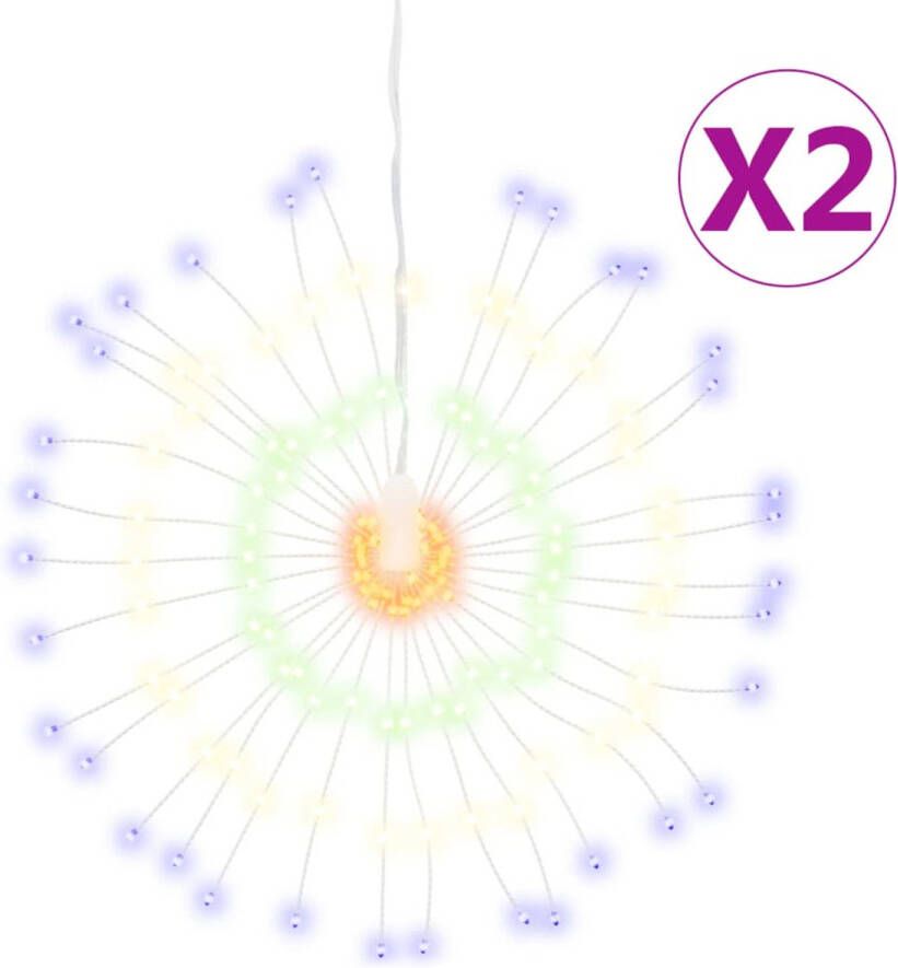 VidaXL Kerstverlichting vuurwerk 2 st 140 meerkleurige LED&apos;s 17 cm