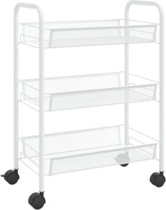 VidaXL Keukentrolley 3-laags 46x26x54 cm ijzer wit