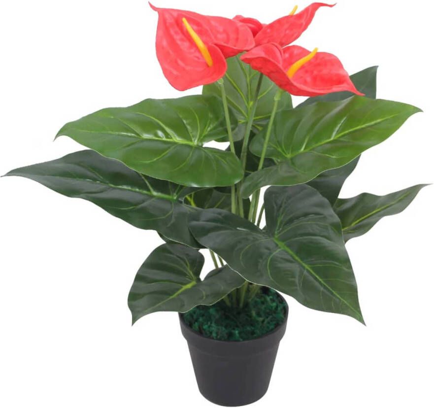 VidaXL Kunst anthurium plant met pot 45 cm rood en geel