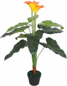 VidaXL Kunst Calla Lelie Plant Met Pot 85 Cm Rood En Geel