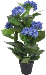 VidaXL Kunst hortensia plant met pot 60 cm blauw