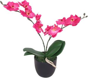 VidaXL Kunst Orchidee Plant Met Pot 30 Cm Rood