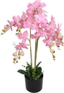 VidaXL Kunst orchidee plant met pot 75 cm roze