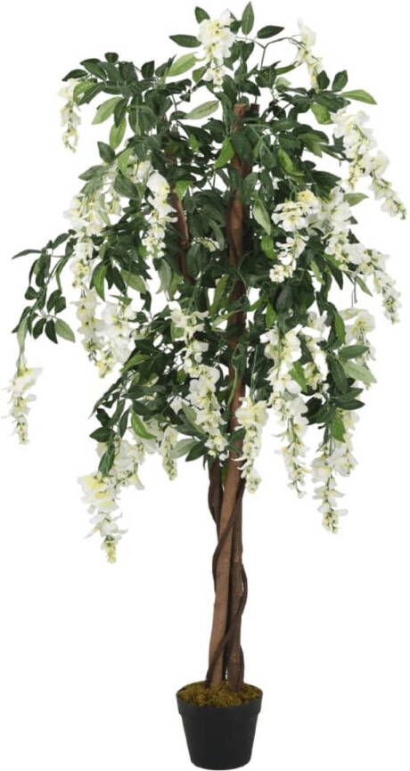 VidaXL Kunstplant wisteria 840 bladeren 150 cm groen en wit