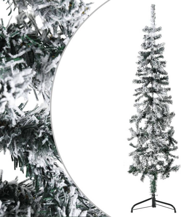 VidaXL Kunstkerstboom half met sneeuw smal 120 cm