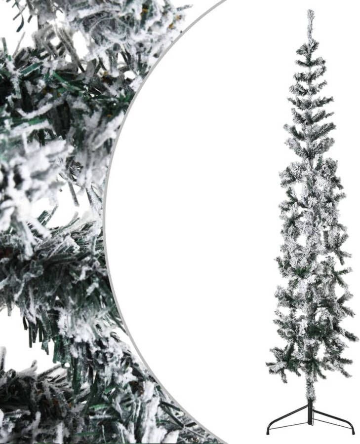 VidaXL Kunstkerstboom half met sneeuw smal 180 cm