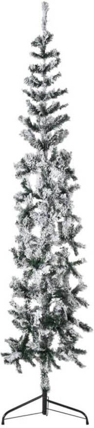 VidaXL Kunstkerstboom half met sneeuw smal 210 cm