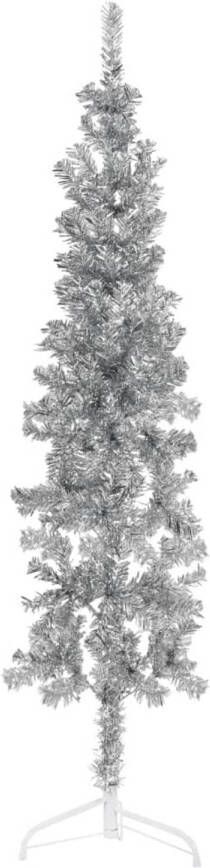 VidaXL Kunstkerstboom half met standaard smal 150 cm zilverkleurig