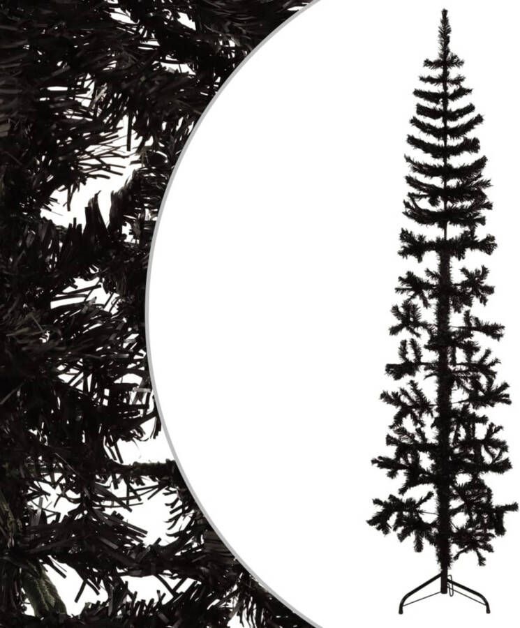 VidaXL Kunstkerstboom half met standaard smal 180 cm zwart