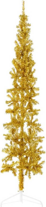 VidaXL Kunstkerstboom half met standaard smal 210 cm goudkleurig
