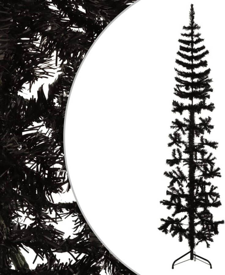 VidaXL Kunstkerstboom half met standaard smal 240 cm zwart