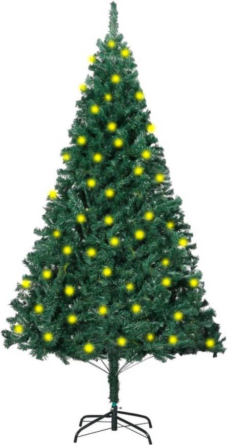 VidaXL Kunstkerstboom met LED&apos;s en dikke takken 180 cm groen