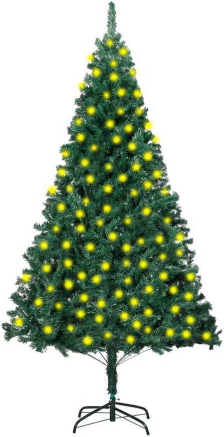 VidaXL Kunstkerstboom met LED&apos;s en dikke takken 210 cm groen