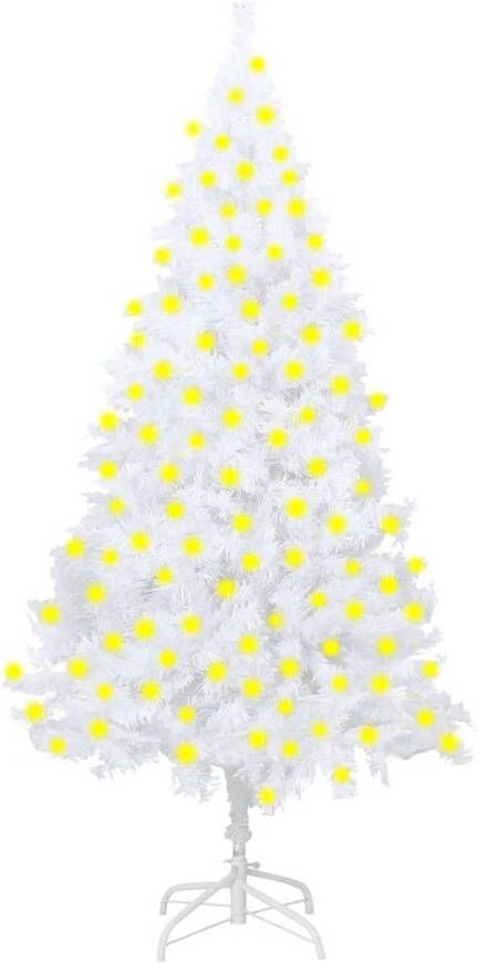 VidaXL Kunstkerstboom met LED&apos;s en dikke takken 210 cm wit