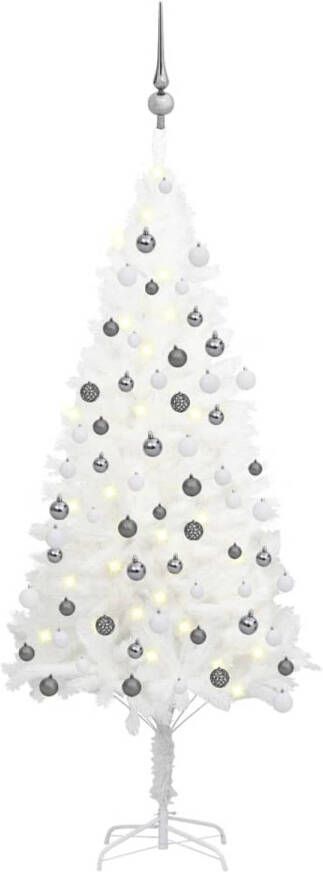 VidaXL Kunstkerstboom met LED&apos;s en kerstballen 120 cm wit