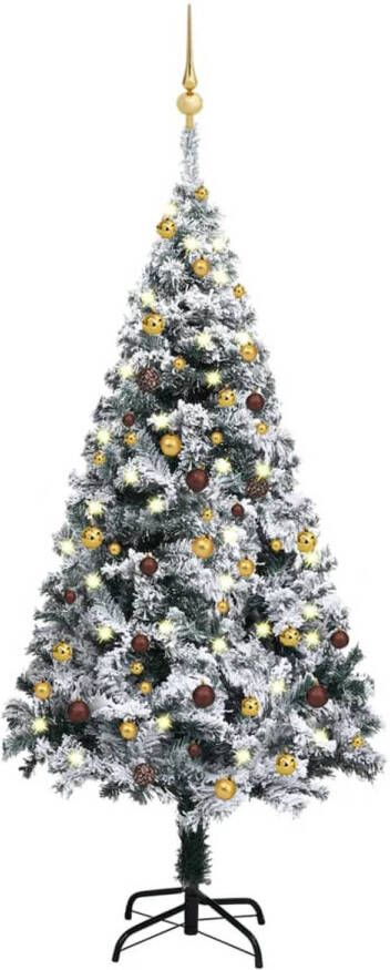 VidaXL Kunstkerstboom met verlichting en kerstballen 150 cm PVC groen