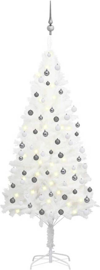 VidaXL Kunstkerstboom met LED&apos;s en kerstballen 180 cm wit
